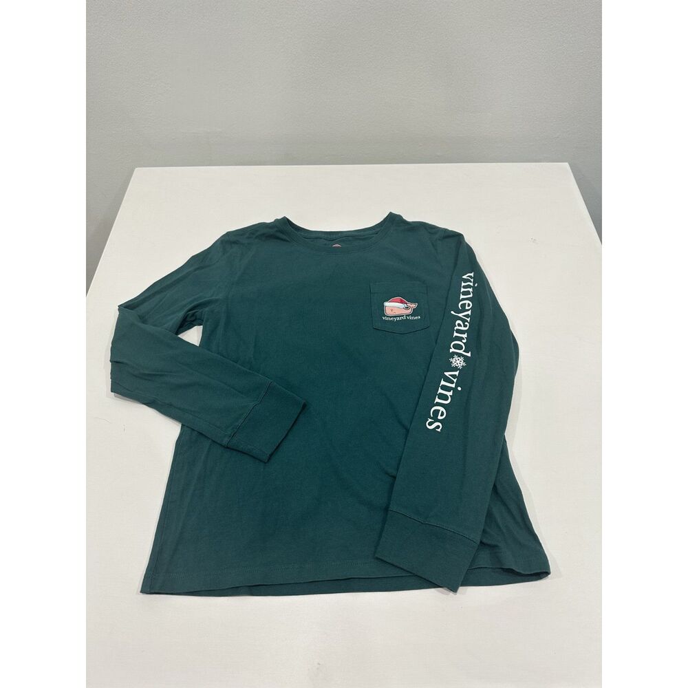 Vineyard Vines Youth M 10/12 Merry Christmas Santa Whale Long Sleeve Shirt